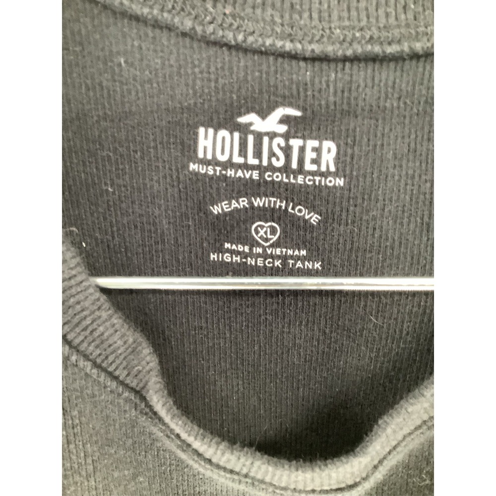 Hollister Must-Have Collection Black High-Neck Ribbed Crop Tank Top XL